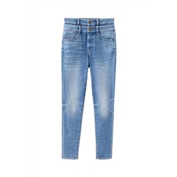 Vaquero skinny fit 7/8 de tiro alto Azul