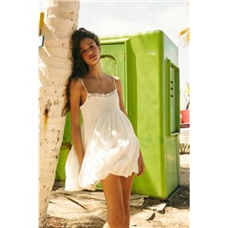 SHORT GAUZE DRESS WITH LACE