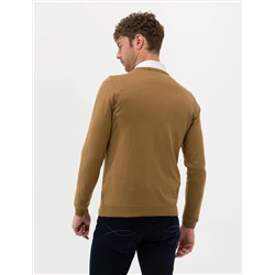 Camel Melanj Slim Fit V Yaka Basic Triko Kazak