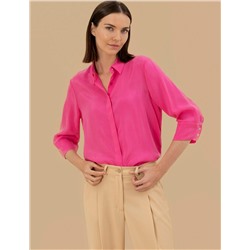 Fuşya Comfort Fit Uzun Kollu Gömlek