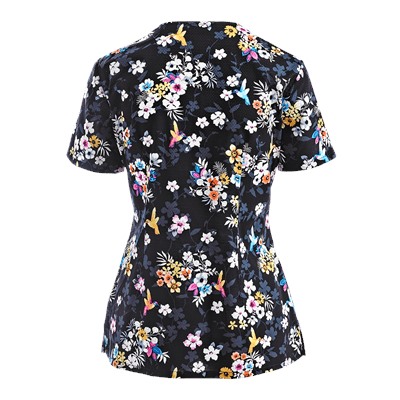Cherokee Runway Scrubs Paradise To Meet You Print Top