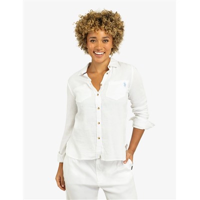 TEXTURED BUTTON-UP LONG SLEEVE SHIRT