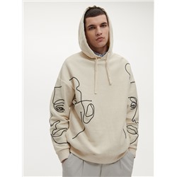 Hoodie aus Strukturjersey mit Stickereidetail