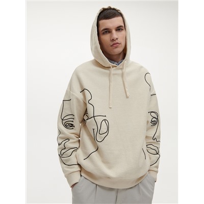 Hoodie aus Strukturjersey mit Stickereidetail