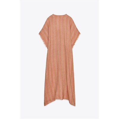 ZW COLLECTION 100% LINEN MULTI-POSITION KAFTAN DRESS