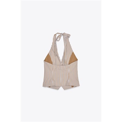 TOP CHALECO HALTER RAYAS
