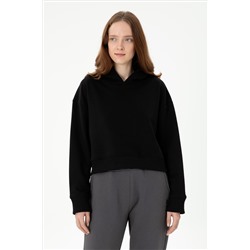 Kadın Siyah Kapüşonlu Sweatshirt