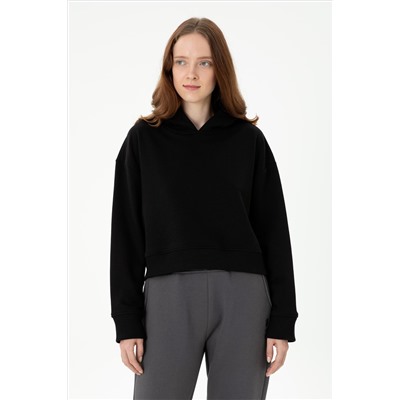 Kadın Siyah Kapüşonlu Sweatshirt