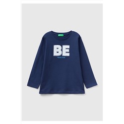 United Colors of BenettonErkek Çocuk Lacivert Benetton Slogan Baskılı T-Shirt