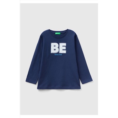 United Colors of BenettonErkek Çocuk Lacivert Benetton Slogan Baskılı T-Shirt