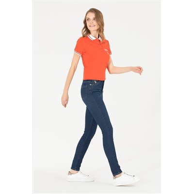 Kadın Koyu Mavi Skinny Fit Jean Pantolon