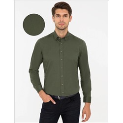 Haki Regular Fit Uzun Kollu Gömlek