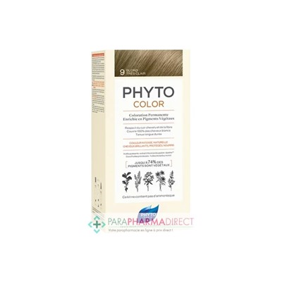 Phyto Color Coloration Permanente Enrichie en Pigments Végétaux 9 Blond Très Clair