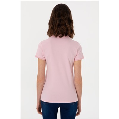 Kadın Açık Pembe Basic Polo Yaka Tişört