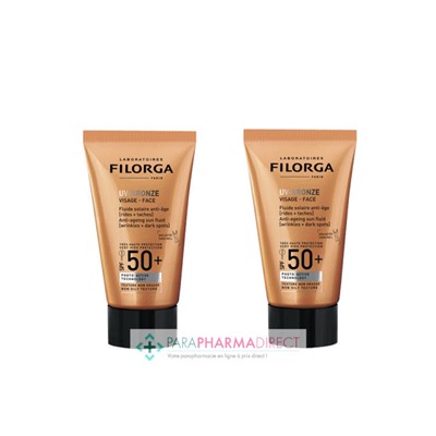 Filorga UV-Bronze Fluide Solaire Anti-Age SPF50 Très Haute Protection Visage 2x40ml * PROMO LE 2EME A 50% *Lot  × 2