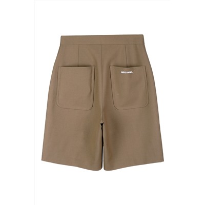 Short de tiro alto de lana Caqui