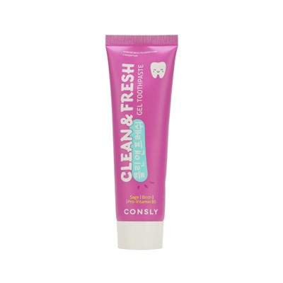 Consly Clean&amp;Fresh Sage, Birch &amp; Pro-Vitamin B5 Protecting Gel Toothpaste Гелевая зубная паста Clean&amp;Fresh для защиты дёсен и зубов с экстрактами шалфея, березы и провитамином B5 105г
