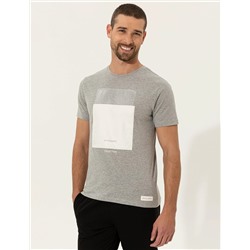 Gri Melanj Slim Fit Bisiklet Yaka Tişört