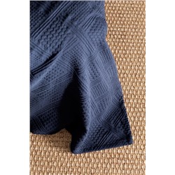 Triangle King Size %100 Pamuk Yatak Örtüsü - Lacivert - Lüks Koleksiyon