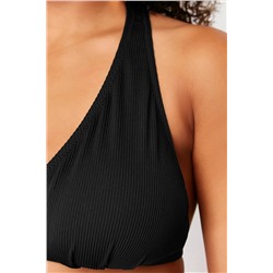 Siyah Derin V Boyundan Bağlama Detaylı Bikini Üstü TBBSS24CT00003
