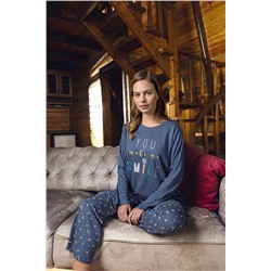 Aydoğan Kadın Uzun Kollu Pamuklu Mavi Pijama Takımı Yeni Sezon TYCS87GHWN169531304308253