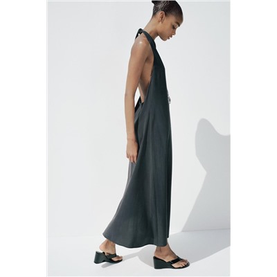HALTER MIDI DRESS WITH TIE
