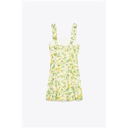 PRINTED LINEN BLEND SHORT DRESS