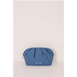 Neceser grande acolchado estampado azul