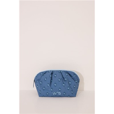 Neceser grande acolchado estampado azul