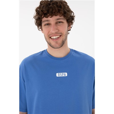 Erkek Oversize Fit Bisiklet Yaka İndigo Tişört