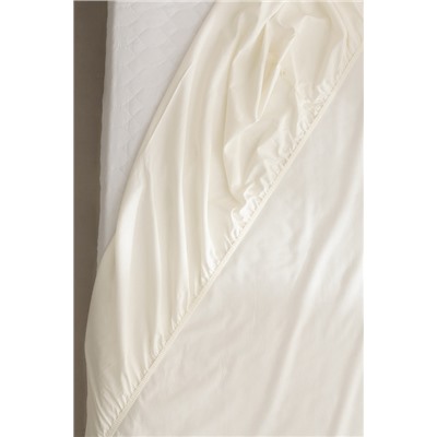 Manon King Size Plus %100 Pamuk Ranforce Lastikli Çarşaf - Ekru