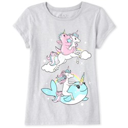 Girls Glitter Unicorn Graphic Tee