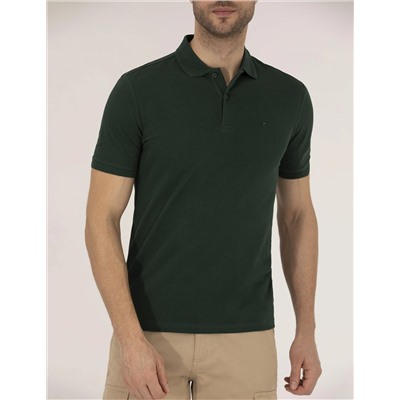 Koyu Yeşil Slim Fit Polo Yaka Basic Tişört