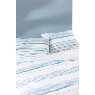Sorel King Size %100 Pamuk Ranforce Baskılı Nevresim Takımı - Turkuaz