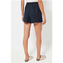 Short de lino cintura alta - Azul marino