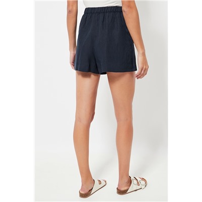 Short de lino cintura alta - Azul marino