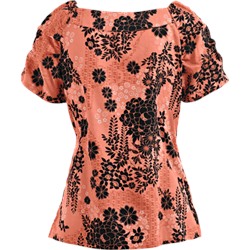 Koi Scrubs Faux Lace Print Top