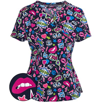 koi Lite™ Scrubs Koi Pow Print Top