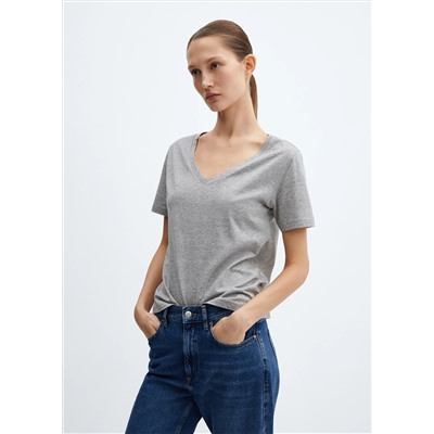 Camiseta algodón cuello pico