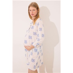 Camisón corto "maternity" blanco estampado boho
