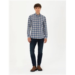 Lacivert Slim Fit Uzun Kollu Gömlek