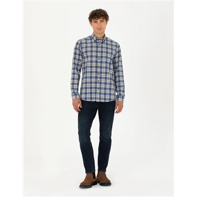 Lacivert Slim Fit Uzun Kollu Gömlek
