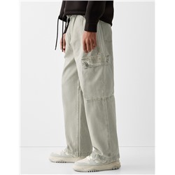 Faded-effect skater cargo trousers