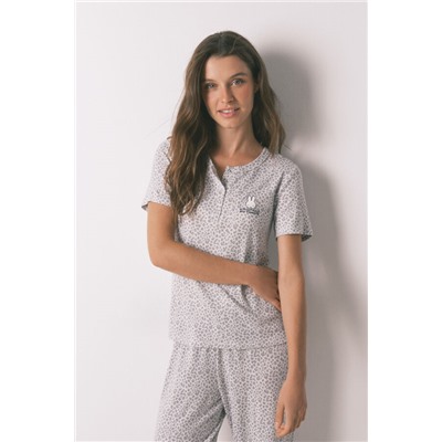 Pijama largo manga corta estampado animal Miffy