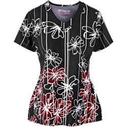 Grey's Anatomy Scrubs Signature Onyx Flower Print Top