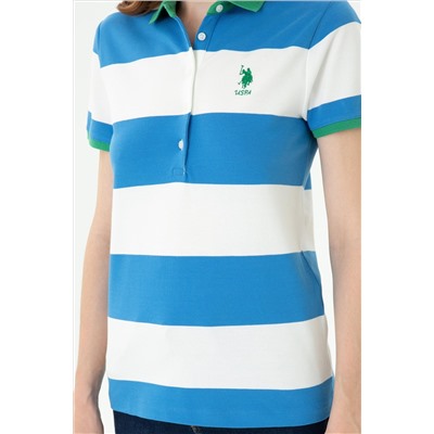 Kadın Saks Polo Yaka Tişört