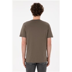 Erkek Regular Fit Bisiklet Yaka Vizon Basic Tişört