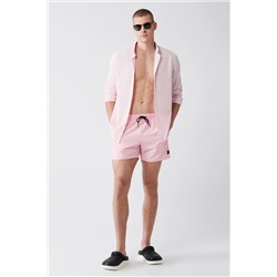 Avva Erkek Açık Pembe Hızlı Kuruyan Standart Boy Düz Mayo Deniz Şortu E003801