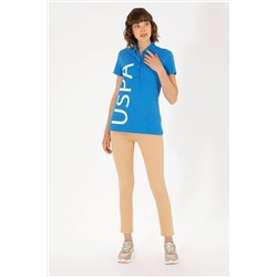 Kadın Saks Polo Yaka Tişört