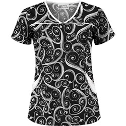 UA Windy White Print Scrub Top